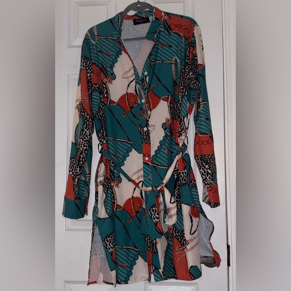 Rebdolls Button Down Shirt Dress 2X with belt